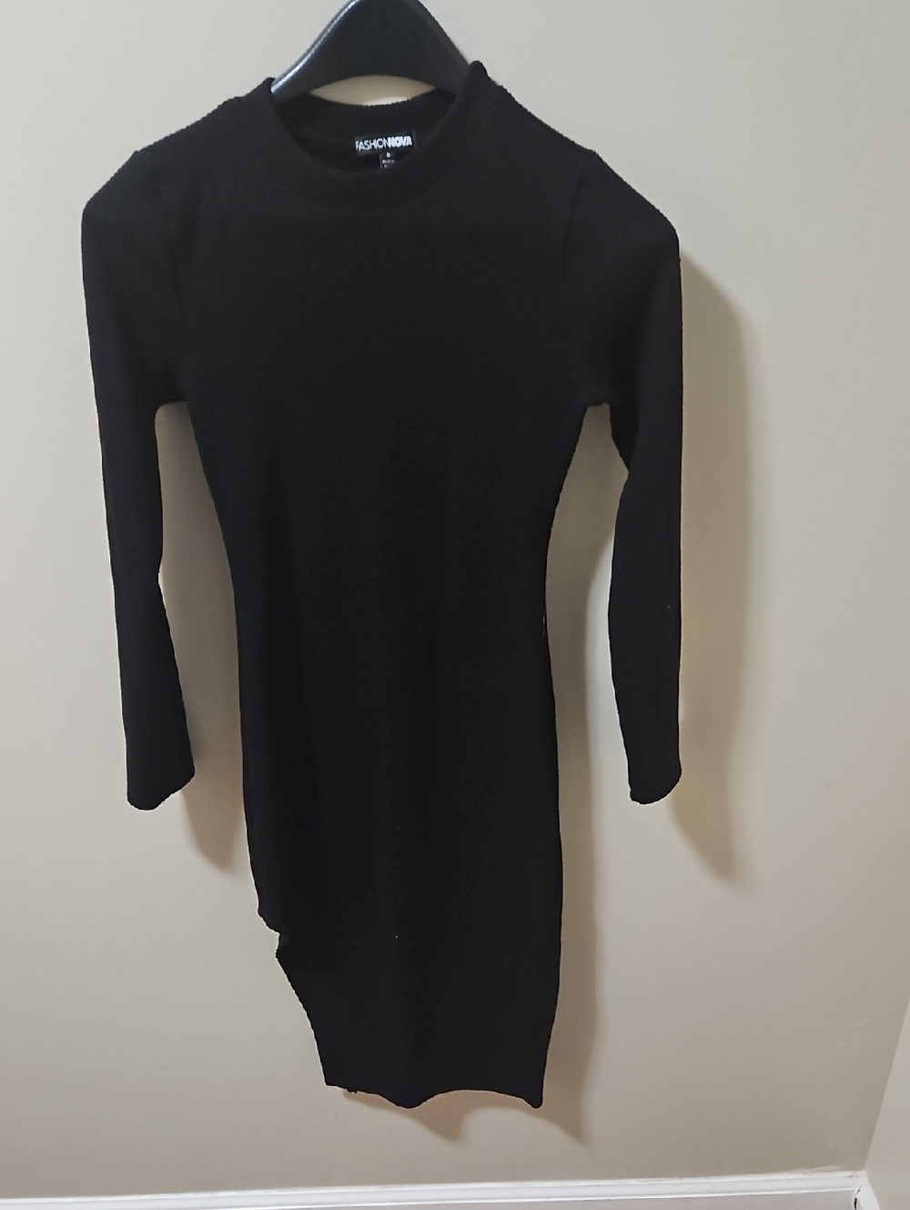 FASHION NOVA Black Long Sleeve Knit Dress